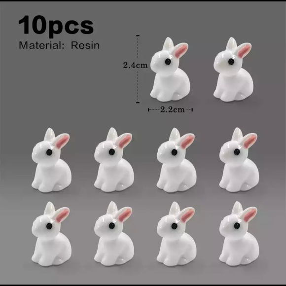 10 Pcs White Micro Bunny Home Decoration - Picture 2 of 2
